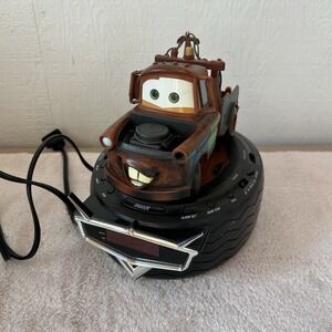 Disney PIXAR CARS Tow Mater Alarm Clock Radio WORKS!‎ Night Light Voice Selector